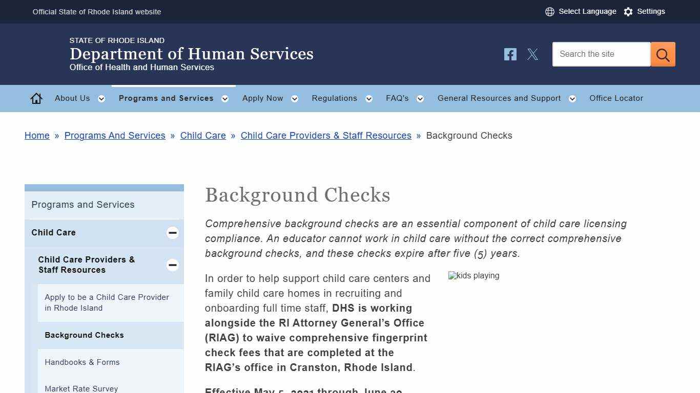 Background Checks | RI Department of Human Services