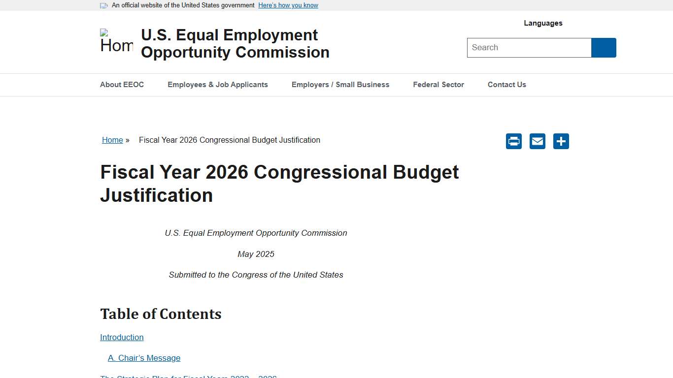 Fiscal Year 2026 Congressional Budget Justification | U.S. Equal Employment Opportunity Commission