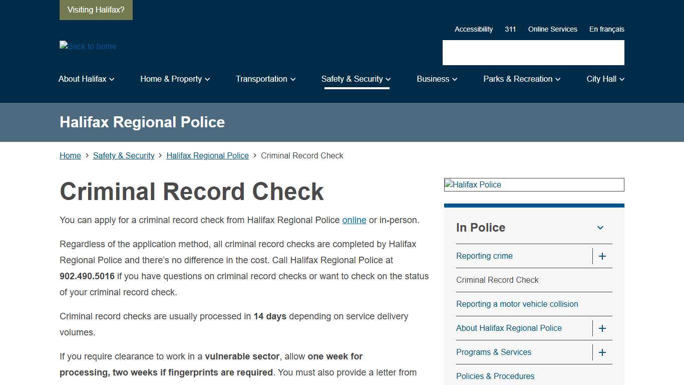 Criminal Record Check | Halifax